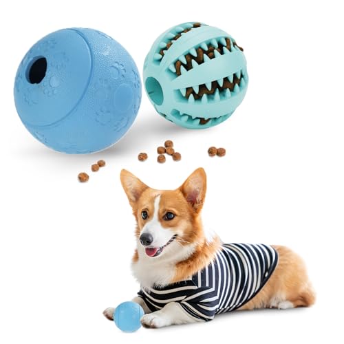 DEWEL Hundespielzeug, interaktives Hundespielzeug, Leckerlispender für Haustiere, unverwüstlicher Zahnball, blau und grün, 8 cm und 7 cm, 2 Stück DEWEL Hundespielzeug, interaktives Hundespielzeug, Leckerlispender für Haustiere, unverwüstlicher Zahnball, blau und grün, 8 cm und 7 cm, 2 Stück von DEWEL