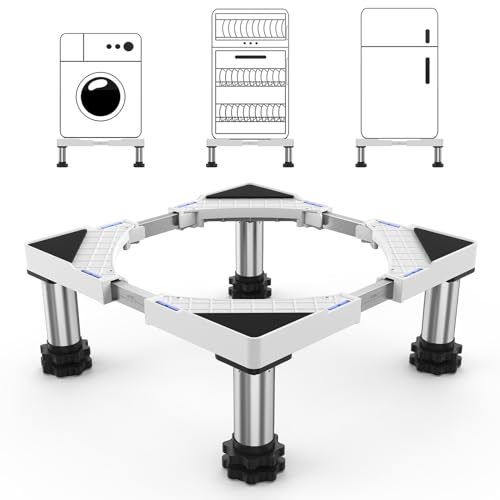 DEWEL Waschmaschinen Untergestell Bärenlast 200KG Waschmaschine Sockel für Waschmaschinen Trockner Kühlschrank,Untergestelle für Waschmaschinen Breite 44,8–65 cm, Höhe 13–17 cm von DEWEL