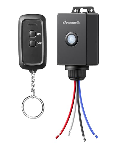 DEWENWILS Funkschalter Außen mit Fernbedienung, Funk Wandsender 230V IP65 Aussenbereich, Wandschalter mit Sender, Kabellos Lichtschalter Set, 3000W von DEWENWILS