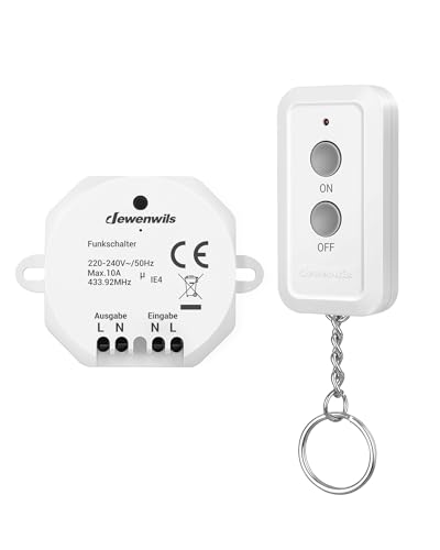 DEWENWILS Funkschalter, Funksender Wandsender Licht 230V, 30M Reichweite, Funk Lichtschalter für Lampe, Keine Verkabelung Erforderlich, 2300W, Weiß von DEWENWILS
