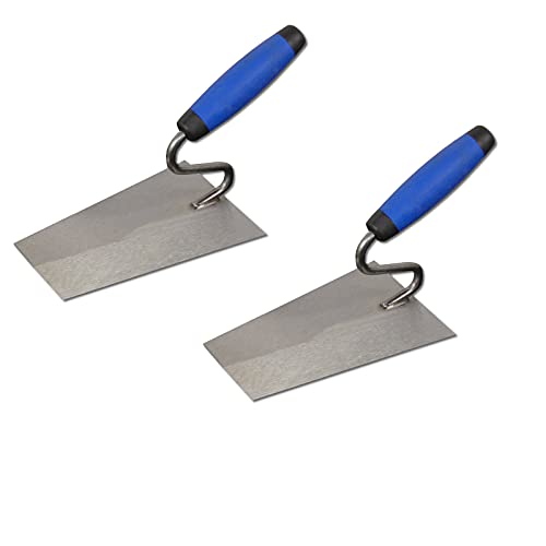 DEWEPRO 2er Set Italienische Tiroler Maurerkelle 180x120x80mm – Putzkelle mit S-Hals Schwanenhals – Gehärtetes 1,2mm Stahlblatt konisch geschliffen – 2K Griff – Profi Werkzeug für Putz und Mörtel von DEWEPRO