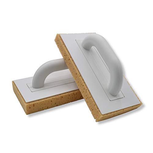 2er Set DEWEPRO® Schwammbrett - Fliesenschwamm mit 30mm gerasterte Schwammauflage - 280x140mm Waschbrett - Schwammscheibe Fliesenwaschbrett zur Reinigung frisch verlegter Fliesen von DEWEPRO