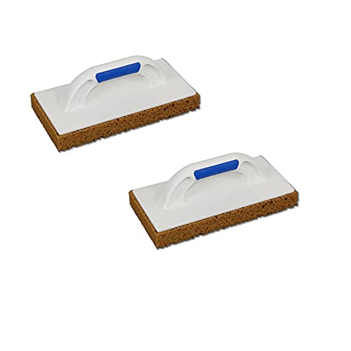 2er Set DEWEPRO® - Schwammbrett - Fliesenwaschbrett mit 30mm Schwammauflage - 280x140mm - grobporig - Waschbrett - Fliesenschwamm von DEWEPRO