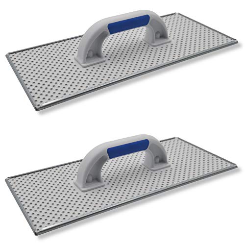 2er Set DEWEPRO® WDVS und Porenbeton Schleifbrett - Raspelbrett mit verzinktem Stahlblech-Raspelbelag - 400x180mm - Egalisierungsbrett - Handschleifer von DEWEPRO