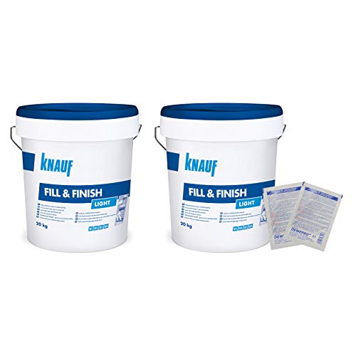 2x Knauf Fill & Finish light à 20kg - Allzweckspachtelmasse - im Set inkl. 2 St. DEWEPRO® Single Scrubs … von DEWEPRO