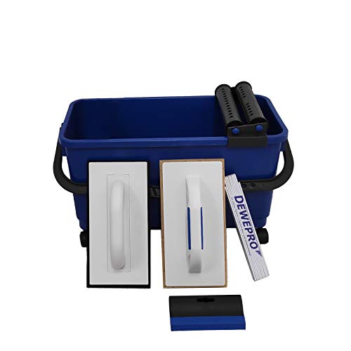 DEWEPRO® 8-teiliges Fliesenleger Waschset S - Werkzeug Set zum Fliesenverlegen mit Waschbox, Schwammbrett und Fugengummi von DEWEPRO