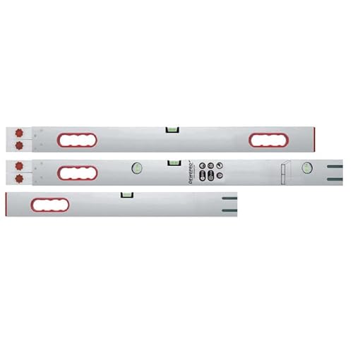 DEWEPRO® Alu Richtlatte 400cm - Setzlatte - Abziehlatte steckbar, verlängerbar bis 4m (3 Teile á 100cm, 140cm, 160cm) mit 5 Libellen - 4 Handgriffe von DEWEPRO