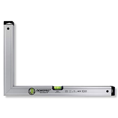 DEWEPRO® Aluminium Bauwinkel 90° mit 2 Libellen - Winkel - Maurerwinkel - Messwinkel - Profilwinkel - Aluwinkel - 60x40cm von DEWEPRO