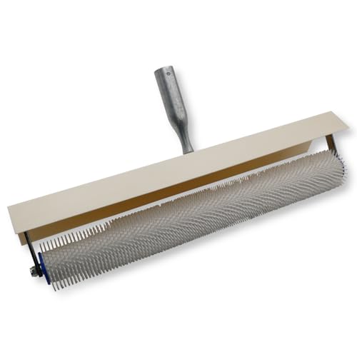 DEWEPRO® Entlüftungsroller Stachelwalze ø70mm x 500mm Breite - Handstachelwalze mit 11mm Stachellänge - Entlüftungswalze mit Spritzschutz - Igelwalze in Profi-Qualität von DEWEPRO
