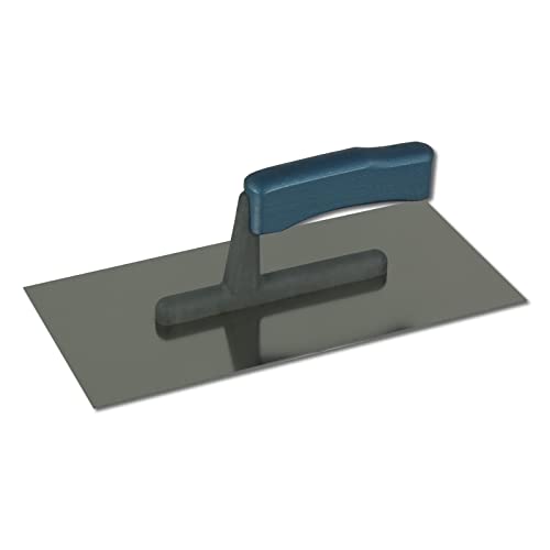 DEWEPRO® Glättekelle - Glättkelle - Glätte - Traufel mit Edelstahlblatt - 270x130mm - Glätte - Aufziehplatte mit ergonomisch geformten Holzgriff von DEWEPRO