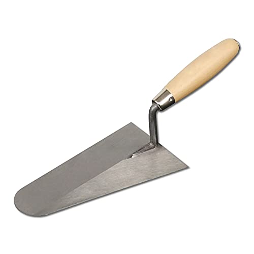 DEWEPRO Italienische Kelle 220 x 215mm – Profi-Putzkelle mit Holzgriff und Edelstahlblatt für Mörtel Verputzen Glätten Maurerarbeiten Innen Außen von DEWEPRO