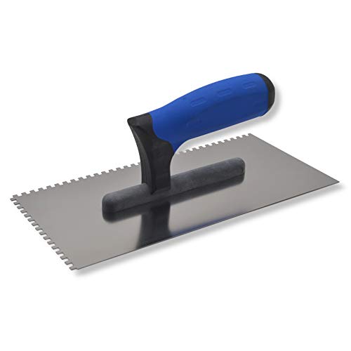 DEWEPRO® Zahnkelle - Zahnspachtel - Glättekelle gezahnt - Zahnung: 4x4mm - Zahnglättekelle - Modell Profi III von DEWEPRO