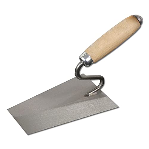 DEWEPRO 2er Set Tiroler Maurerkelle 180x120x80mm – Italienische Putzkelle mit S-Hals Schwanenhals – Gehärtetes 1,2mm Stahlblatt konisch geschliffen – Holzgriff Profi Werkzeug für Putz und Mörtel von DEWEPRO