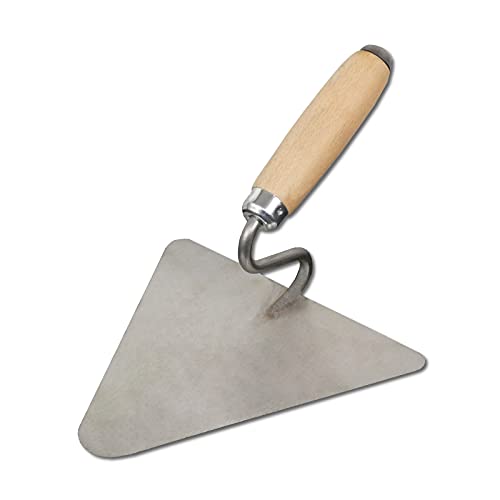 DEWEPRO Berliner Maurerkelle 200x190mm – Dreieckskelle mit S-Hals – Rostfreies Edelstahlblatt 1,0mm – Holzgriff – Profi Putzkelle für Mörtel & Putz – Berliner Form für Handwerker & Heimwerker von DEWEPRO