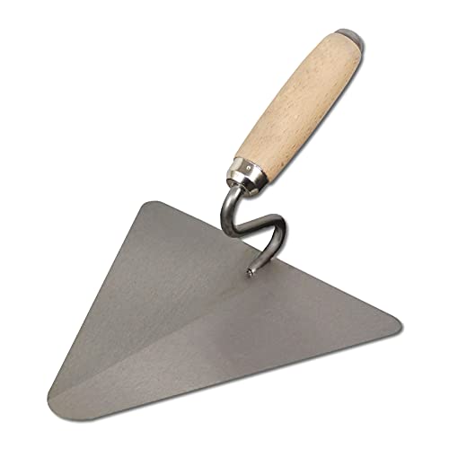 DEWEPRO Berliner Maurerkelle 220x215mm – Dreieckskelle mit S-Hals Schwanenhals – Stahlblatt konisch geschliffen – Holzgriff – Profi Putzkelle für Mörtel und Verputzarbeiten von DEWEPRO