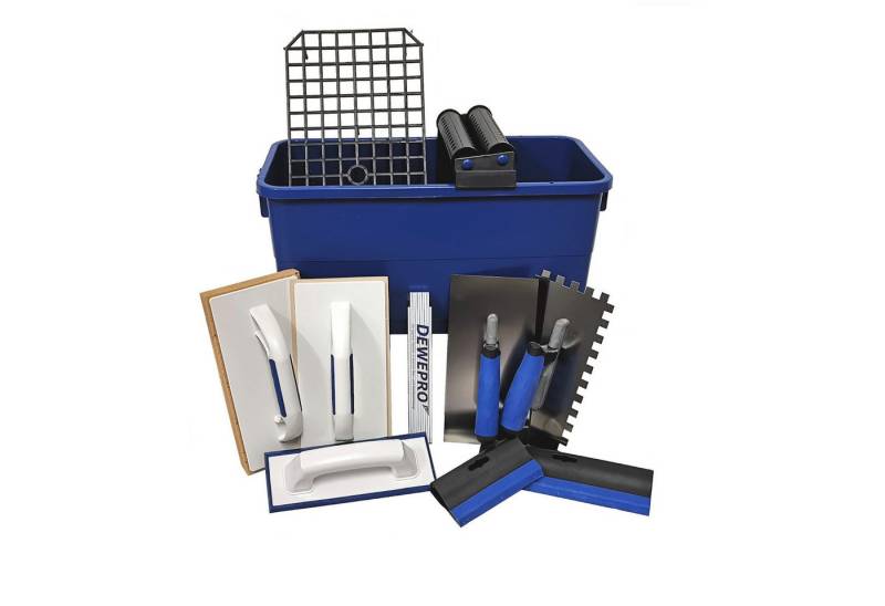 DEWEPRO Fliesenrollenwasch-Set DEWEPRO Profi Fliesenleger Waschset 12-teilig 22l Box Werkzeug Zubehö, (12-tlg) von DEWEPRO