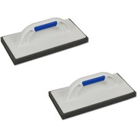 DEWEPRO Glättscheibe - Reibebrett (PS) mit fein-poriger Schwammauflage (20mm) - 280x140mm - 2-Komponenten Handgriff - 2er-Set von DEWEPRO