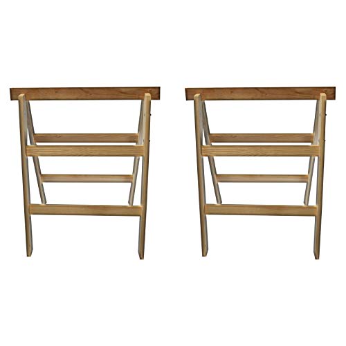 2er Set DEWEPRO® Holz-Klappbock 2 sprossig - Unterstellbock - Gerüstbock - Arbeitsbock - Werkbock - Tischlerbock - Montagebock - Holzbock klappbar von DEWEPRO