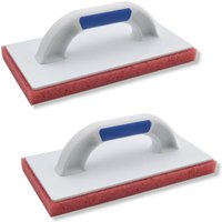 DEWEPRO Schwammscheibe - Reibebrett (PS) mit grob-poriger Schwammauflage (20mm) - 280x140mm - 2-Komponenten Handgriff - 2er-Set von DEWEPRO