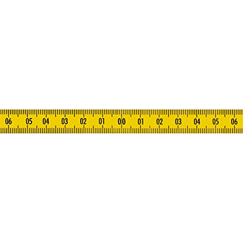 DEWEPRO Skalenbandmaß mit Nullpunkt in der Mitte, nach links und rechts bis 40cm steigend - Duplex-Teilung - aus Stahl - gelb mit Polyamidbeschichtung - Rückseite mit Selbstklebefolie - Breite: 13mm von DEWEPRO