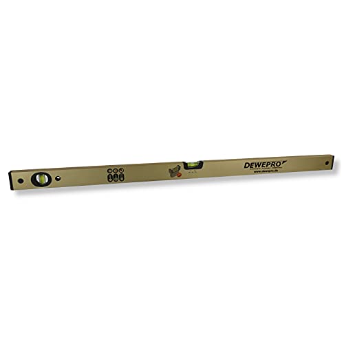 DEWEPRO® Wasserwaage Aluminium 150cm - Gold eloxiert - 2 Libellen - 2% Gefälle - Messtoleranz: 0,3mm/m - Aluwasserwaage für Profi-Handwerker DEWEPRO® Wasserwaage Aluminium 150cm - Gold eloxiert - 2 Libellen - 2% Gefälle - Messtoleranz: 0,3mm/m - Aluwasserwaage für Profi-Handwerker von DEWEPRO