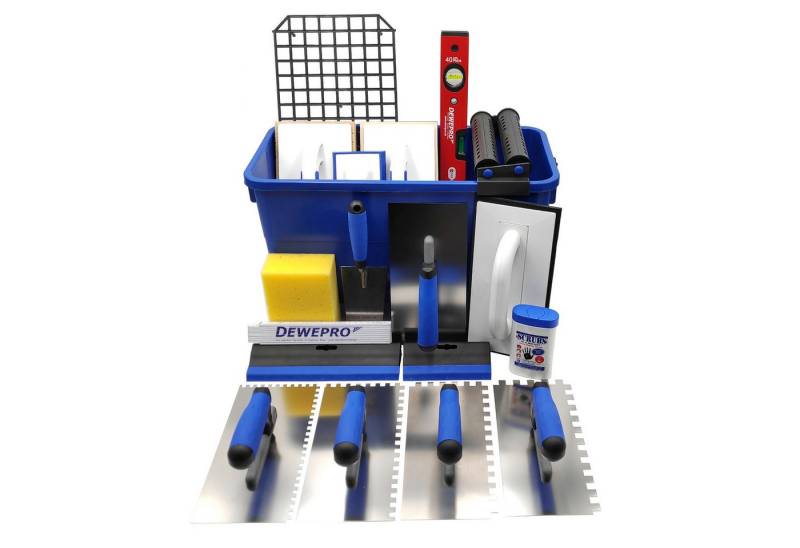 DEWEPRO Fliesenrollenwasch-Set DEWEPRO Profi Fliesenleger Waschset 20-teilig 22l Box Werkzeug Zubehö, (20-tlg) von DEWEPRO