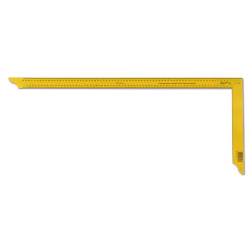 DEWEPRO Zimmermannswinkel 800mm mit zweiseitiger Teilung - gelb pulverbeschichtet - flacher Metallwinkel - mit Aufhängeloch von DEWEPRO