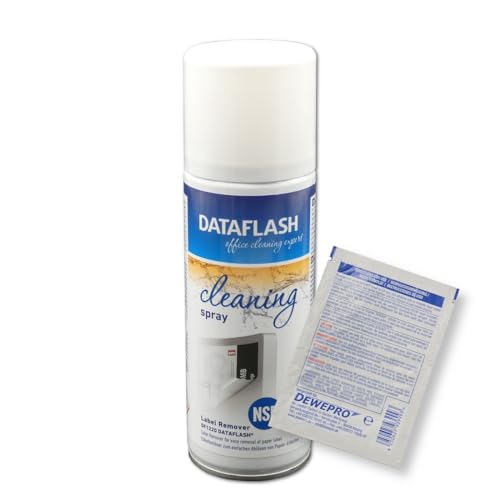 Dataflash Etikettenlöser DF1220 200 ml - löst problemlos Papieretiketten - praktischer und handlicher Etikettenentferner - inkl. 1 St. DEWEPRO SingleScrubs von DEWEPRO