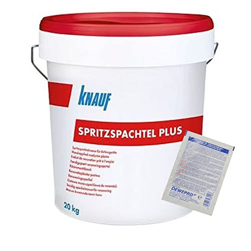 Knauf Spritzspachtel Plus 20kg - Gebrauchsfertige Fugenspachtel - im Set inkl. 1 St. DEWEPRO® Single Scrubs von DEWEPRO