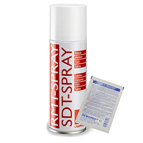 RMT Spray - 200ml Spraydose - Rauchmelder-Test-Spray - ITW Cramolin - 1391411 - Testspray für Rauchmelder zur Testauslösung inkl. 1 St. DEWEPRO® SingleScrubs von DEWEPRO