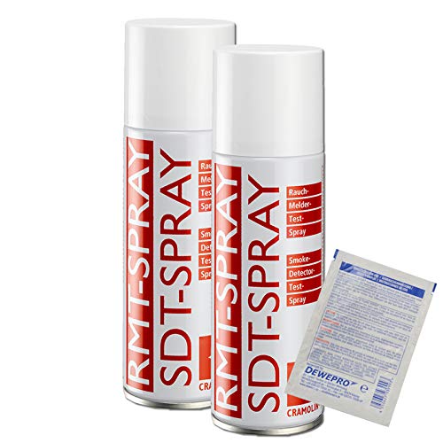 RMT Spray - VPE: 2 x 200ml Spraydose - Rauchmelder-Test-Spray - ITW Cramolin - 1391411 - Testspray für Rauchmelder zur Testauslösung inkl. 1 St. DEWEPRO® SingleScrubs von DEWEPRO