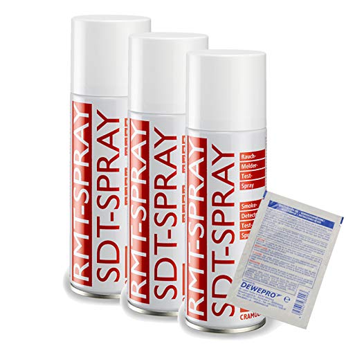 RMT Spray - VPE: 3 x 200ml Spraydose - Rauchmelder-Test-Spray - ITW Cramolin - 1391411 - Testspray für Rauchmelder zur Testauslösung inkl. 1 St. DEWEPRO® SingleScrubs von DEWEPRO