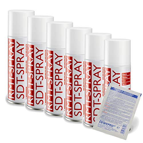 RMT Spray - VPE: 6 x 200ml Spraydose - Rauchmelder-Test-Spray - ITW Cramolin - 1391411 - Testspray für Rauchmelder zur Testauslösung inkl. 1 St. DEWEPRO® SingleScrubs von DEWEPRO