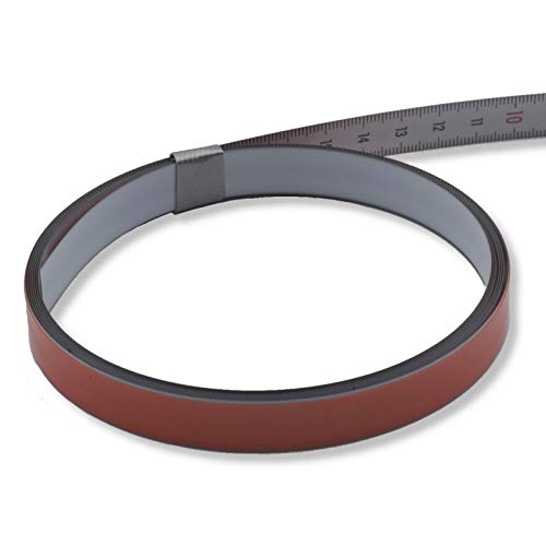 Skalenbandmaß 1m mit Selbstklebefolie - Bezifferung von oben nach unten - Stahl weiß lackiert - Breite: 13mm, mit Duplexteilung - Gehrungsband Anschlagband Rollbandmaß Lineal von DEWEPRO