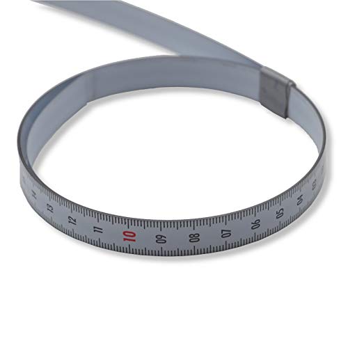 Skalenbandmaß 2m - Bezifferung von unten nach oben - Stahl weiß lackiert - Breite: 13mm, mit Duplexteilung - Gehrungsband Anschlagband Rollbandmaß Lineal von DEWEPRO