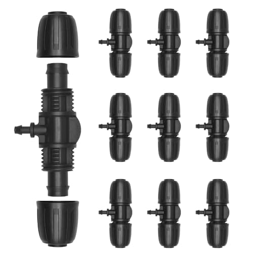 DEWIN 16 mm bis 4/7 Gartenschloss-Widerhaken-T-Stück, 10 Stück/Satz, Anschluss für Gartenbewässerungssystem mit PE-Schlauch von DEWIN