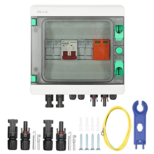 DEWIN PV Combiner Box 2 String, 500V 32A DC Trennschalter Sicherung PV Überspannungsschutz 2 String 2 in 1 Out wasserdichte Anschlusskasten für PV Anlage von DEWIN