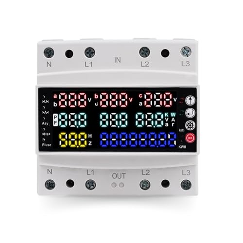 DEWIN 3 Phasen Stromzähler, Drehstromzähler Hutschiene Multifunktion Digital Strom Spannung Frequenz Energiezähler 100A 230V DEWIN 3 Phasen Stromzähler, Drehstromzähler Hutschiene Multifunktion Digital Strom Spannung Frequenz Energiezähler 100A 230V von DEWIN