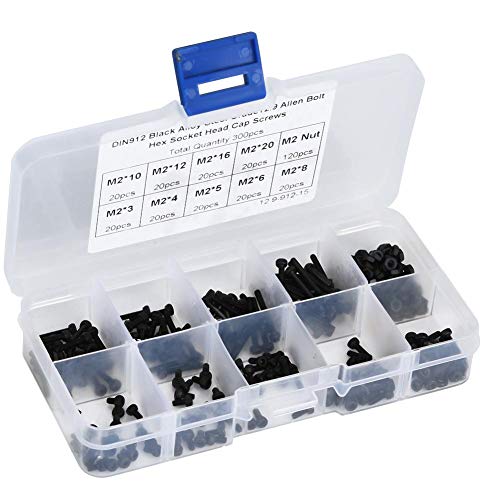 DEWIN 300 stücke Innensechskantschraube, M2,5 x 3-20 mm Innensechskantschrauben Legierungsstahl Schwarz 12,9 Grad mit Mutter für die Reparatur der Automobilwartungsmaschine DEWIN 300 stücke Innensechskantschraube, M2,5 x 3-20 mm Innensechskantschrauben Legierungsstahl Schwarz 12,9 Grad mit Mutter für die Reparatur der Automobilwartungsmaschine von DEWIN