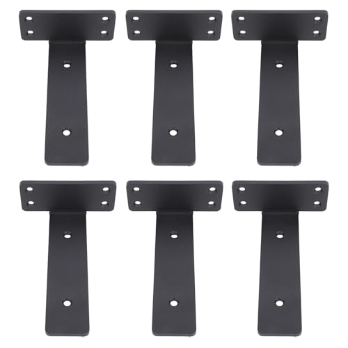 DEWIN 6 PCs Regalhalterung 6 Zoll Schwarzer Mattes Schichten Hochleistungs -Eisen -Wand -Haltungshalterungsklammern für Zuhause von DEWIN