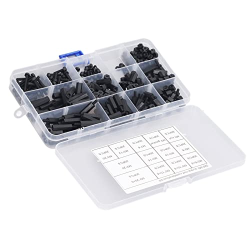 DEWIN ABS Round Spacer 320pcs Sechskantschrauben -Abstandshalter M3 Nylon Männliche Weibliche Sechskantschrauben -Abstandshalter Abstandsschrauben Muttern Sortiment Kit mit von DEWIN