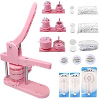 DEWIN DIY Pin Button Maker Maschine 25 mm/32 mm/58 mm Badge Punch Press mit 300 Stück Knopfteilen (Pink) von DEWIN