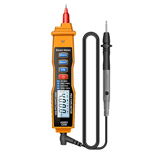 DEWIN Digital Multimeter, Spannungsprüfer Durchgangsprüfer mit NCV 4000 Counts NCV AC/DC Spannungswiderstands Kapazitätstester A3003 (Gelb) von DEWIN