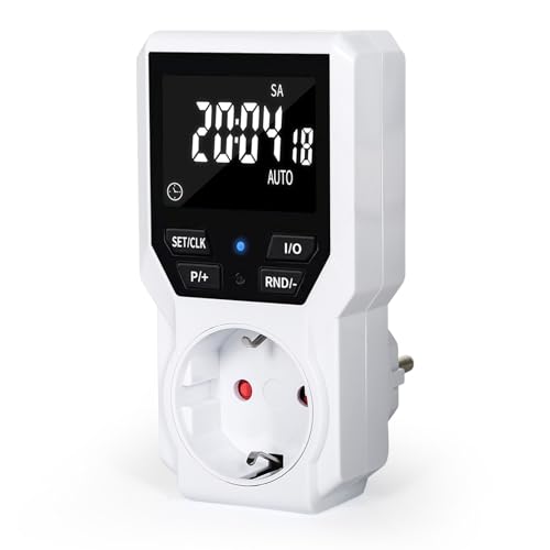 DEWIN Digitale Zeitschaltuhr, Digital Timer 16A AC 230V Elektronischer Digitaler Zeitschalter Zeitschaltuhr Steckdosen mit 10 Zeitschaltfunktionen EU-Stecker für Haus, Küche von DEWIN