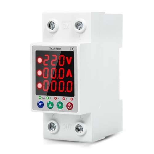 DEWIN Stromzähler Hutschiene, Intelligenter Energiezähler Power Monitor kWh Zähler mit Überspannungsschutz und Unterspannungsschutz 2P 63A AC 230V DEWIN Stromzähler Hutschiene, Intelligenter Energiezähler Power Monitor kWh Zähler mit Überspannungsschutz und Unterspannungsschutz 2P 63A AC 230V von DEWIN