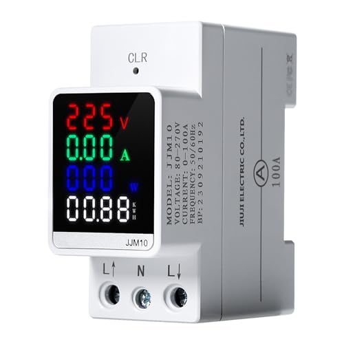 DEWIN Digitaler Stromzähler, Stromzähler Hutschiene Digitalanzeige Energiezähler Spannung Leistung kWh Messgerät Amperemeter Voltmeter Strommessgerät AC 80-270V mit LCD Bildschirm DEWIN Digitaler Stromzähler, Stromzähler Hutschiene Digitalanzeige Energiezähler Spannung Leistung kWh Messgerät Amperemeter Voltmeter Strommessgerät AC 80-270V mit LCD Bildschirm von DEWIN