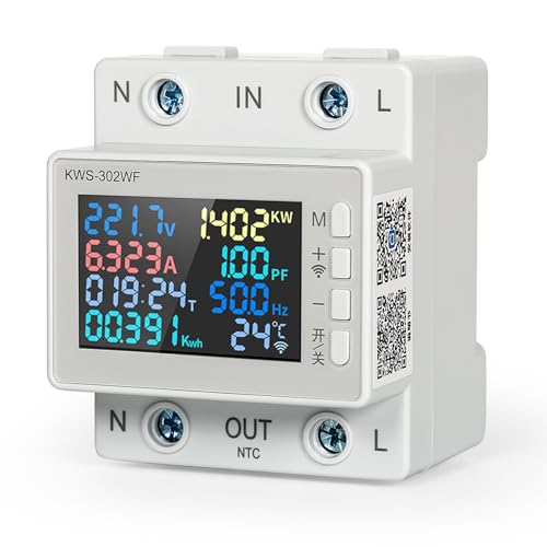 DEWIN Stromzähler Hutschiene, 8 in 1 Tuya WiFi Wechselstromzähler Hutschiene Smartmeter Multifunktions Energiezähler Fern-APP-Steuerung 63A AC 170–300V DEWIN Stromzähler Hutschiene, 8 in 1 Tuya WiFi Wechselstromzähler Hutschiene Smartmeter Multifunktions Energiezähler Fern-APP-Steuerung 63A AC 170–300V von DEWIN