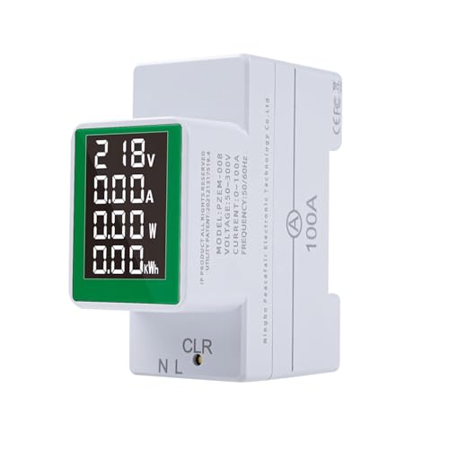 DEWIN Stromzähler, Hutschiene Wechselstromzähler PZEM-008 Elektrischer Energiezähler Digitaler Voltmeter Amperemeter Wattmeter für Heimstromkreismessung 100A AC 50-300V DEWIN Stromzähler, Hutschiene Wechselstromzähler PZEM-008 Elektrischer Energiezähler Digitaler Voltmeter Amperemeter Wattmeter für Heimstromkreismessung 100A AC 50-300V von DEWIN