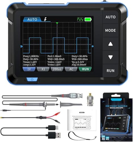 DEWIN Digitales Oszilloskop, 2-in-1 Oszilloskop und Signalgenerator 2,8 Zoll TFT 5,0 MS/s Hohe Abtastrate 1 MHz Bandbreite Tragbares Handheld Oszilloskop von DEWIN