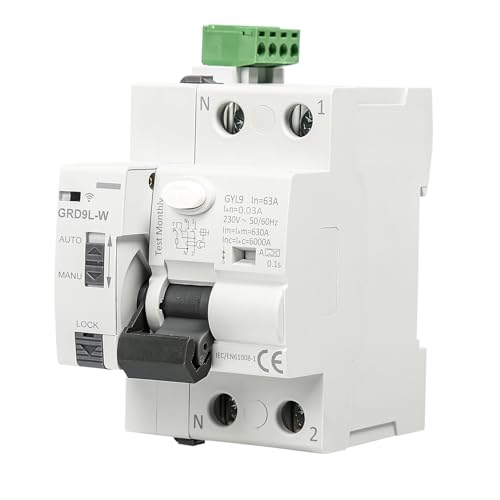 DEWIN FI Schutzschalter, GRD9L-W Smart WiFi Leitungsschutzschalter Manuell/APP Fernbedienung Smart Switch 2P 63A 30mA AC 230V von DEWIN